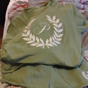 Green Kids Shirt with White Leaf Design